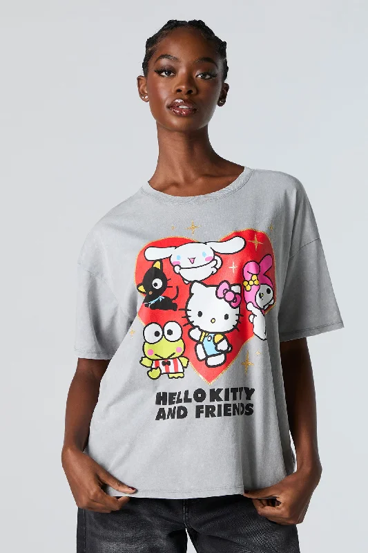 Hello Kitty and Friends Graphic Washed Boyfriend T-Shirt