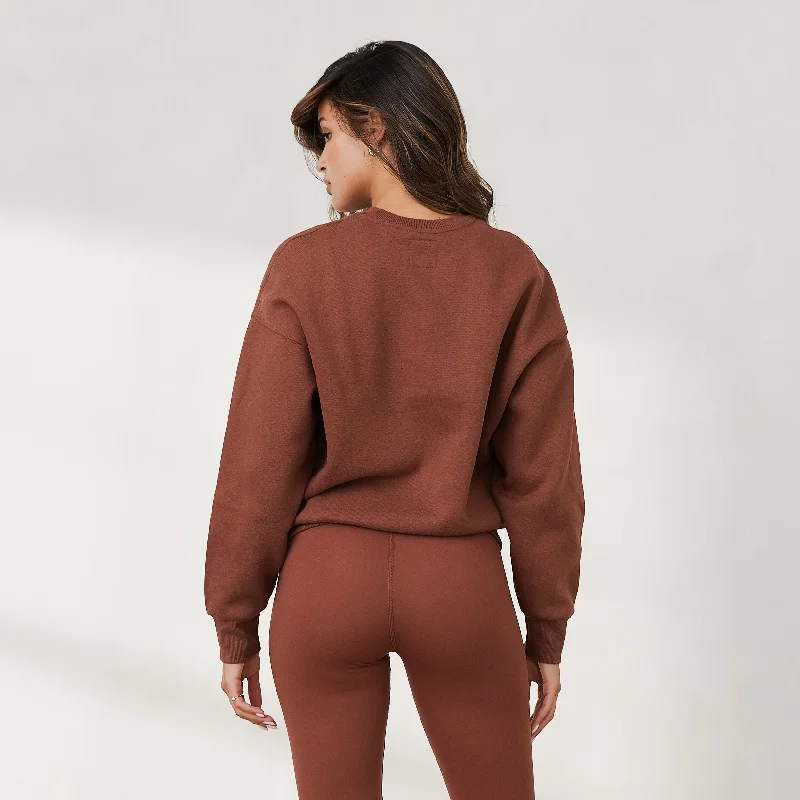 365 Oversized Crew Neck Jumper - Chocolate