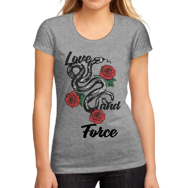 Women's Low-Cut Round Neck T-Shirt Love and Force Grey Marl