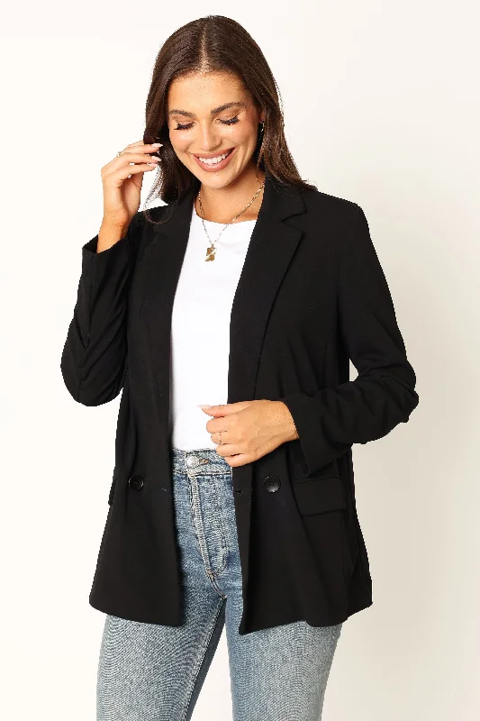 Ailani Button Front Blazer - Black