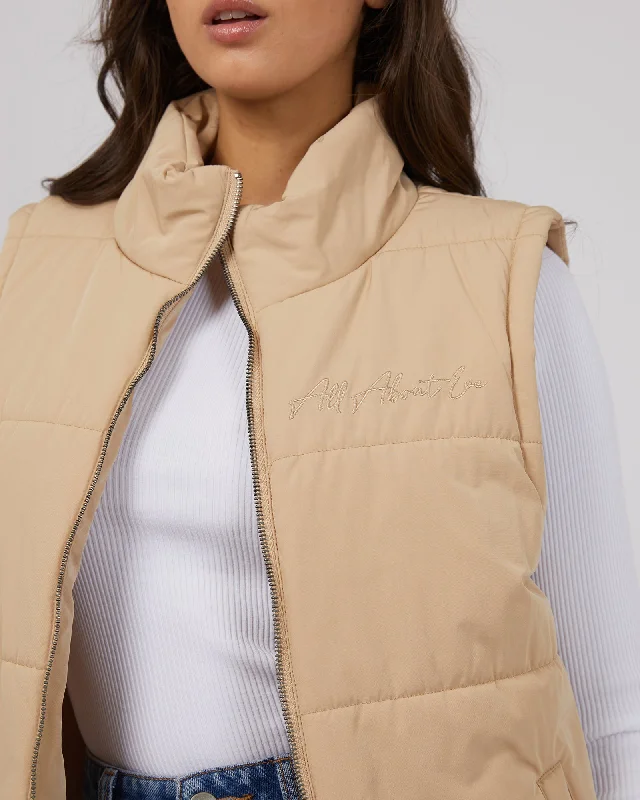 All About Eve Classic Puffer Vest Oatmeal