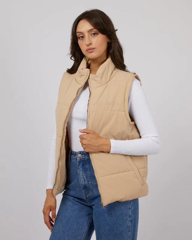 All About Eve Classic Puffer Vest Oatmeal