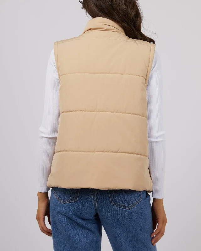 All About Eve Classic Puffer Vest Oatmeal