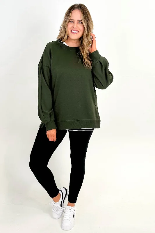 Betty Basics Cali Cloud Fleece Jumper Olive