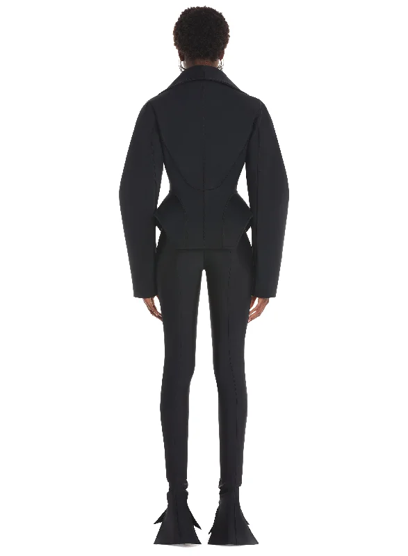 black corseted scuba jacket