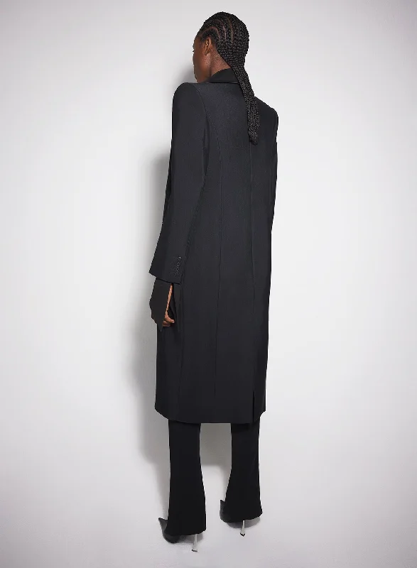 black single-breasted wool coat