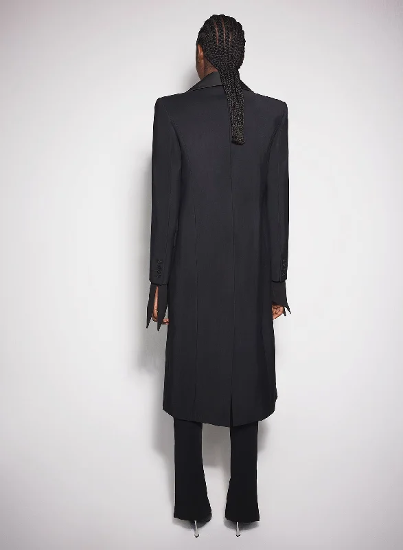 black single-breasted wool coat