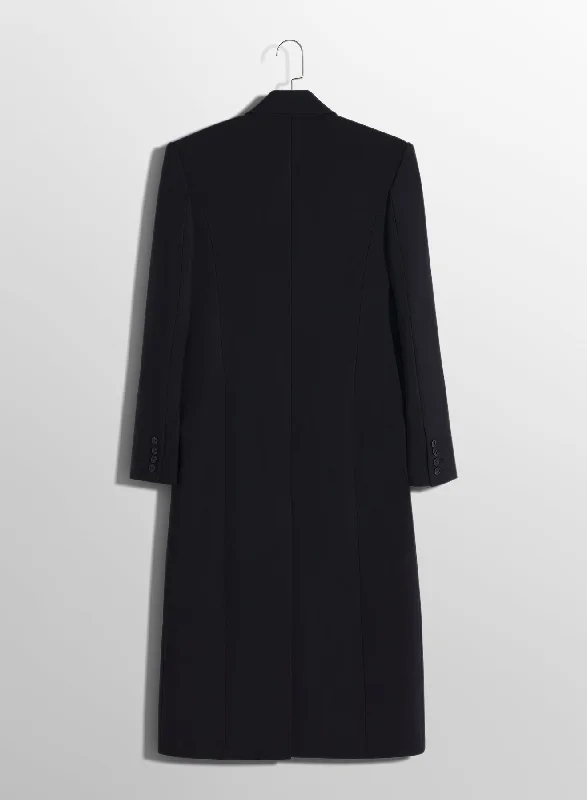 black single-breasted wool coat