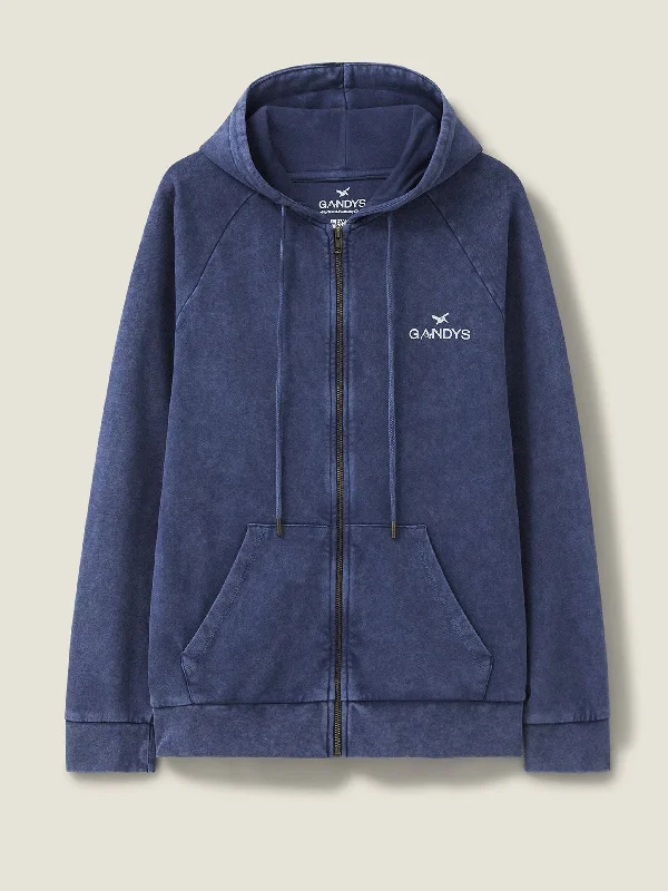 Deep Blue Maine Wave Print Full Zip Hoodie