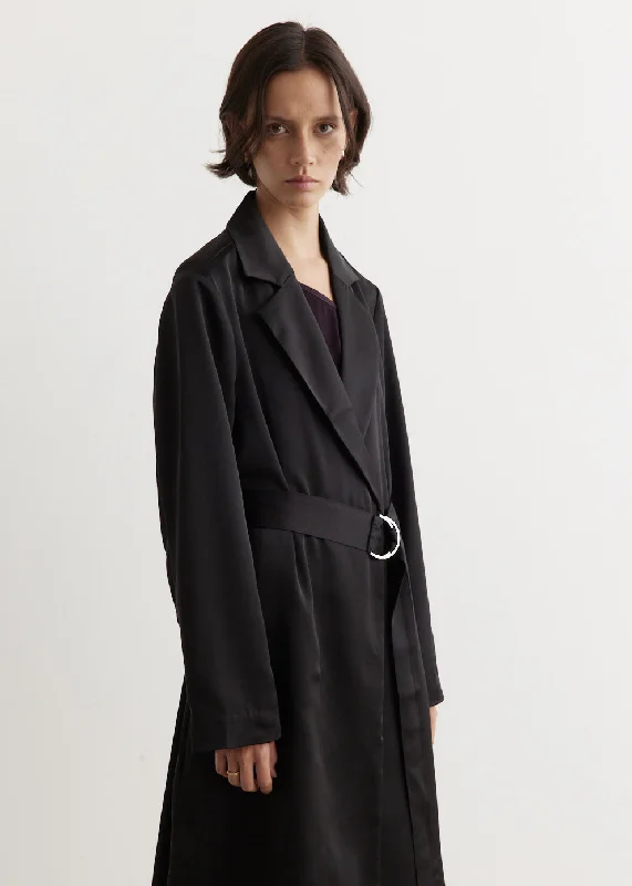 Elevate Satin Wrap Coat