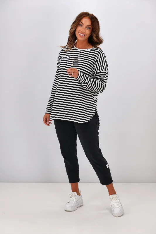 Elm Lauren L/S Tee Black & White Stripe