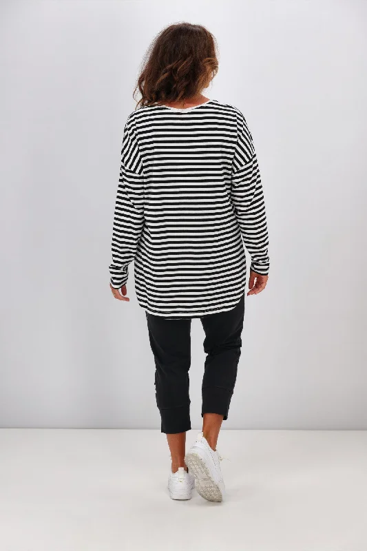 Elm Lauren L/S Tee Black & White Stripe