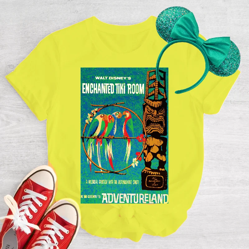 Enchanted Tiki Room Vintage Poster Unisex Yellow T-Shirt