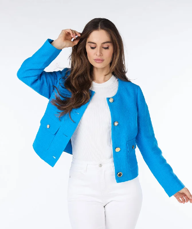 Esqualo Electric Blue Slub Boucle Jacket