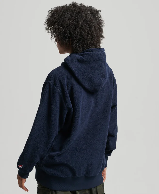 Graphic Fleece Oversized Hoodie | Deep Navy