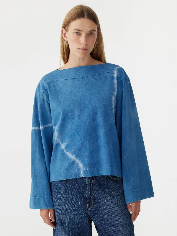 indigo dye boatneck long sleeve t.shirt