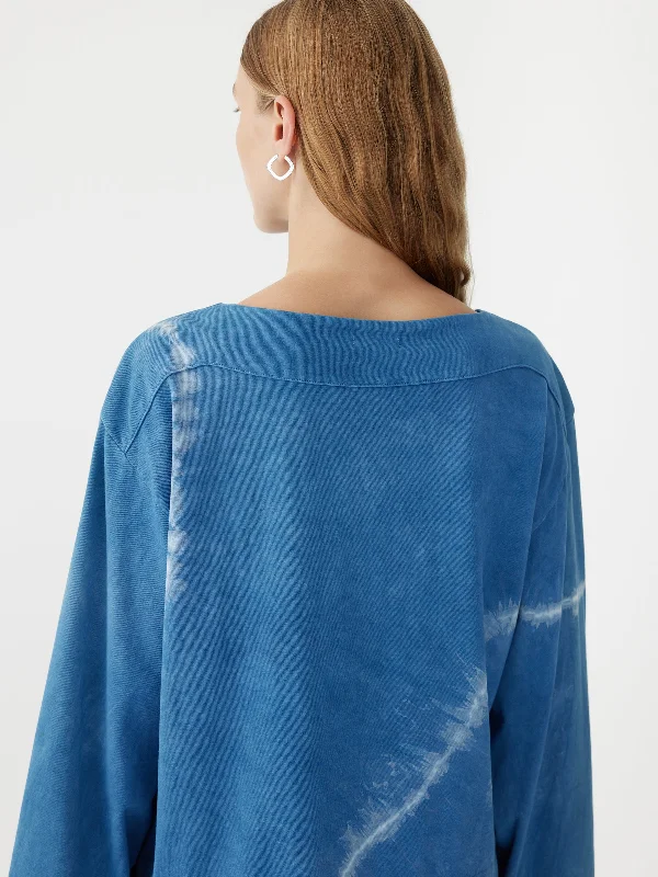 indigo dye boatneck long sleeve t.shirt