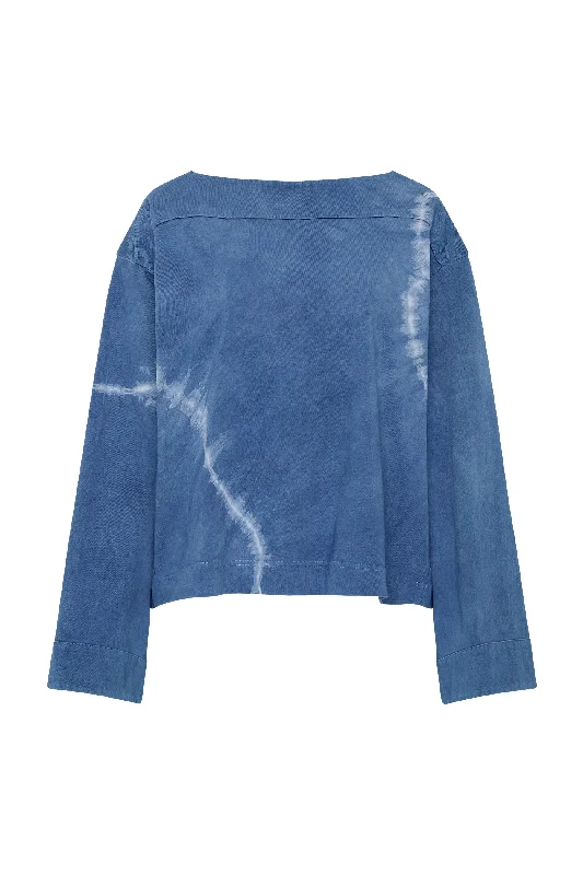 indigo dye boatneck long sleeve t.shirt