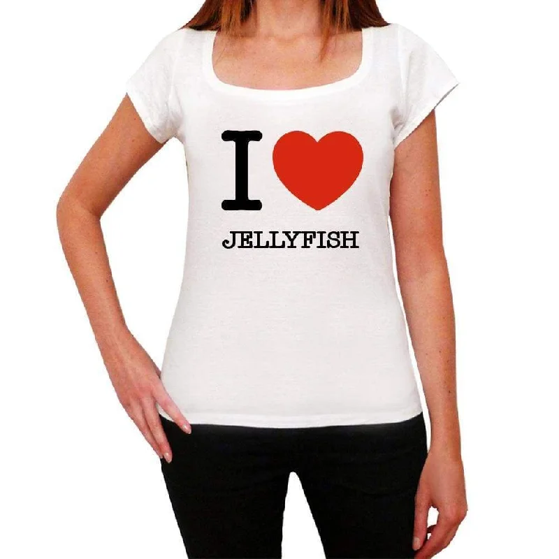 JELLYFISH, Love Animals, White, Women's Short Sleeve Round Neck T-shirt 00065