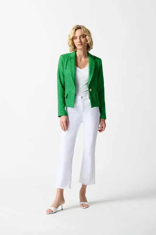 Joseph Ribkoff Island Green Bouclé Boxy Blazer