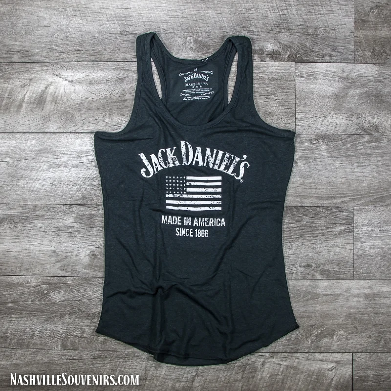 Ladies Jack Daniels Made in America Flag Tank Top