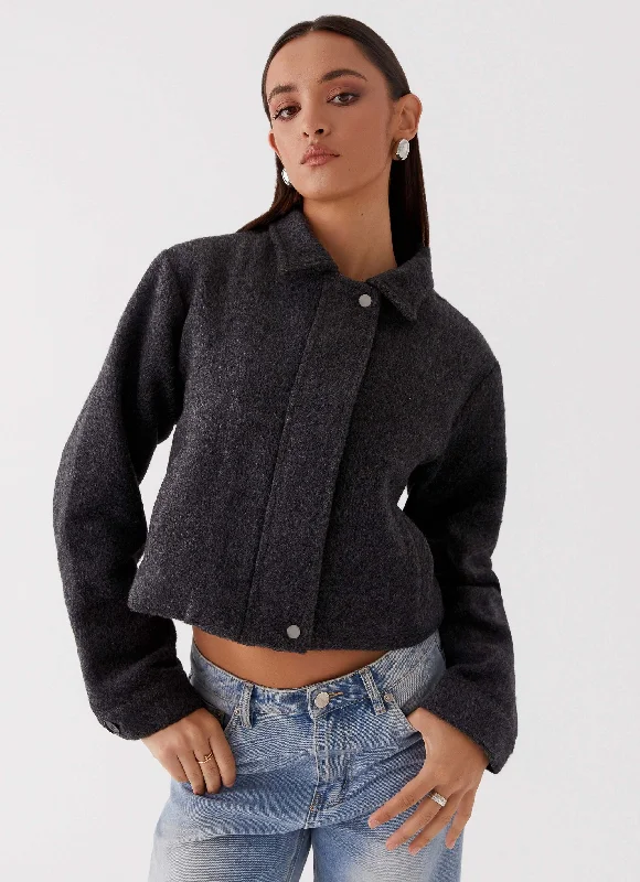 Lexi Jayde Wool Zip Jacket - Dark Grey