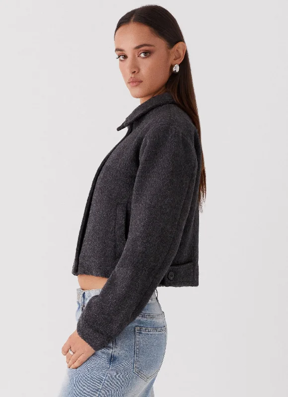 Lexi Jayde Wool Zip Jacket - Dark Grey