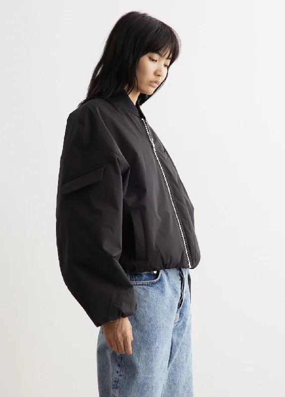 Light Twill Oversized Short Bomber Jacket