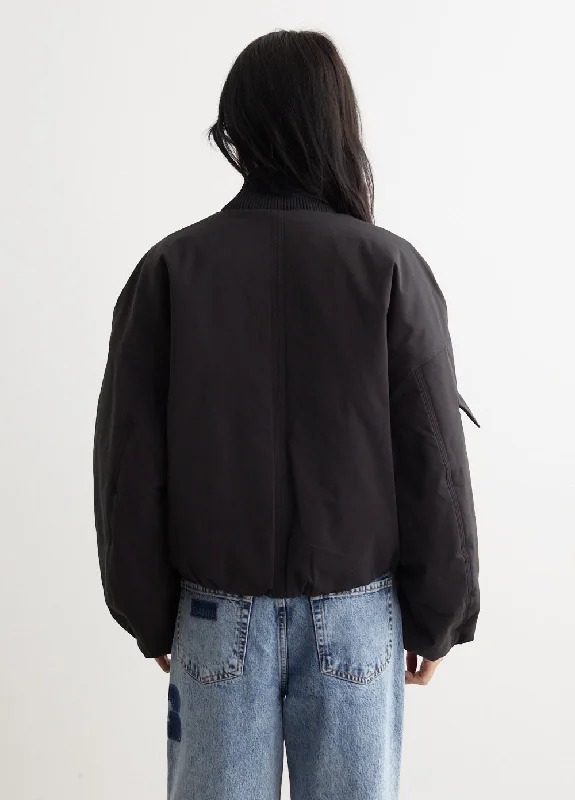 Light Twill Oversized Short Bomber Jacket