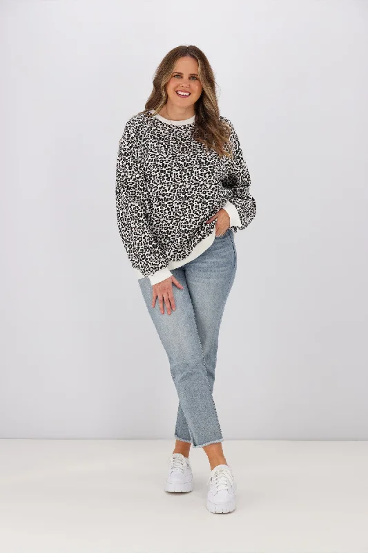 Little White Lie Mia Leopard Crew Natural