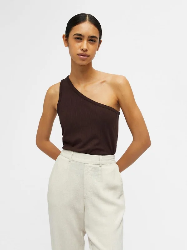 Luca One Shoulder Top - Brun