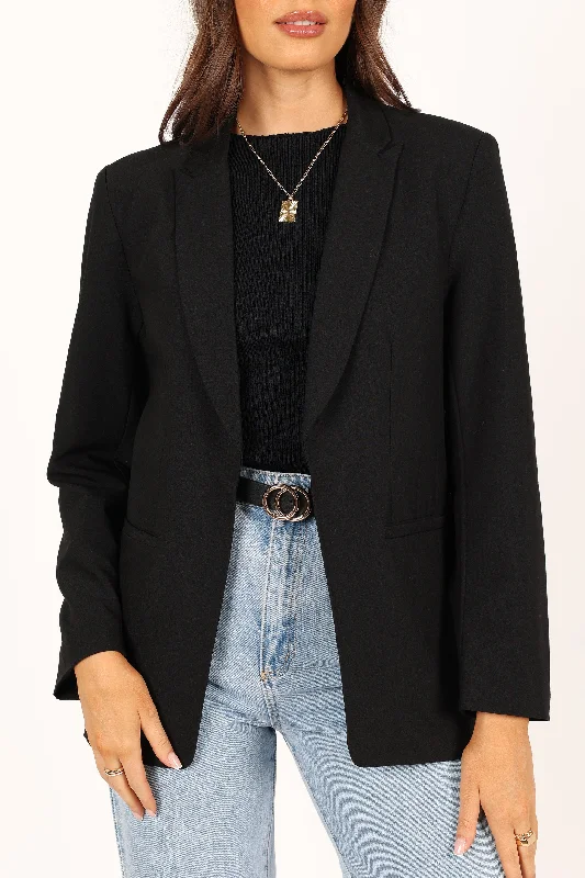 Luna Open Front Blazer - Black