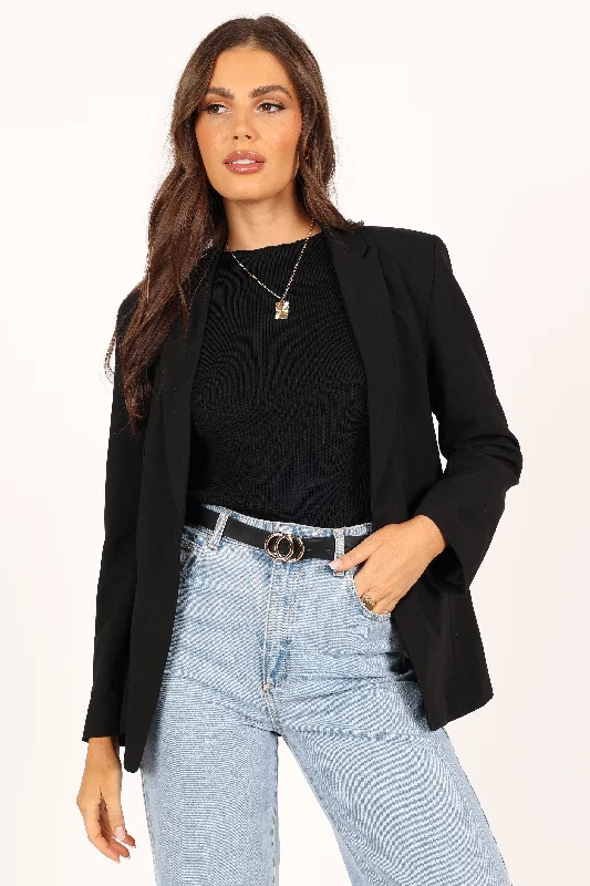 Luna Open Front Blazer - Black