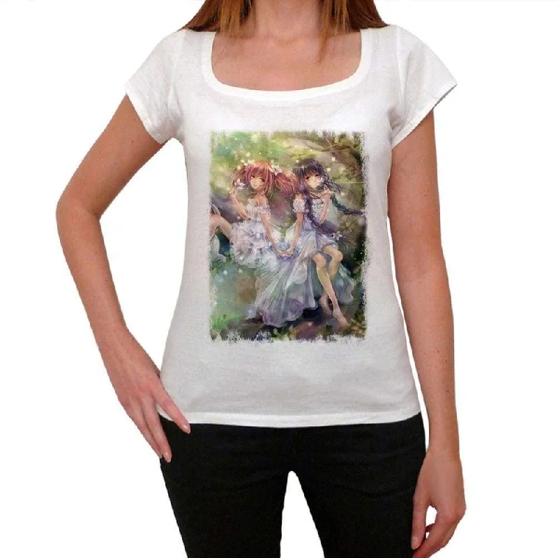 Manga girls in forest, T-Shirt for women,t shirt gift 00088