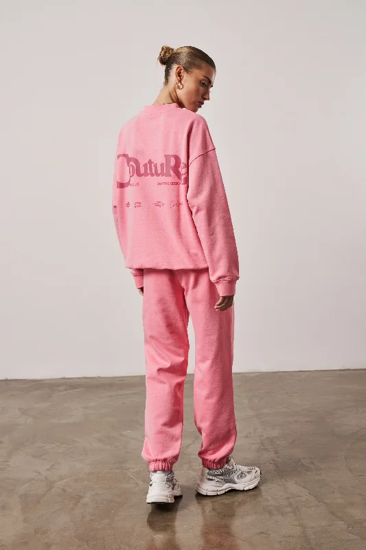 MIXED FONT COUTURE LOGO JOGGERS - PINK