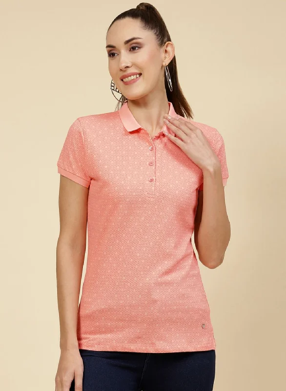 Women Peach Printed T-Shirt