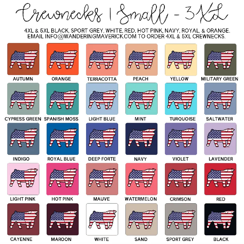 Patriotic Pig Down Ear Crewneck (S-3XL) - Multiple Colors!