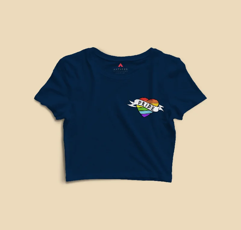 PRIDE : POCKET DESIGN HALF-SLEEVE CROP TOPS