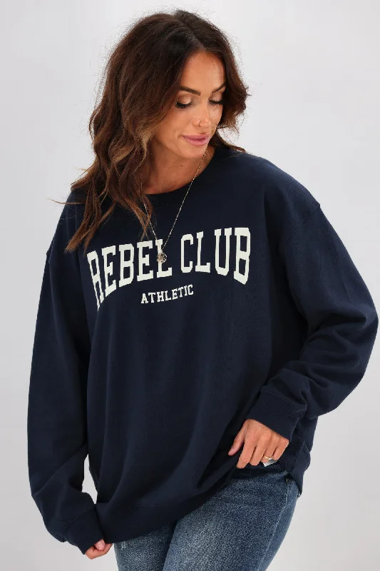 Rebel Club By Shine On Athletic Crew Neck Sweat Navy