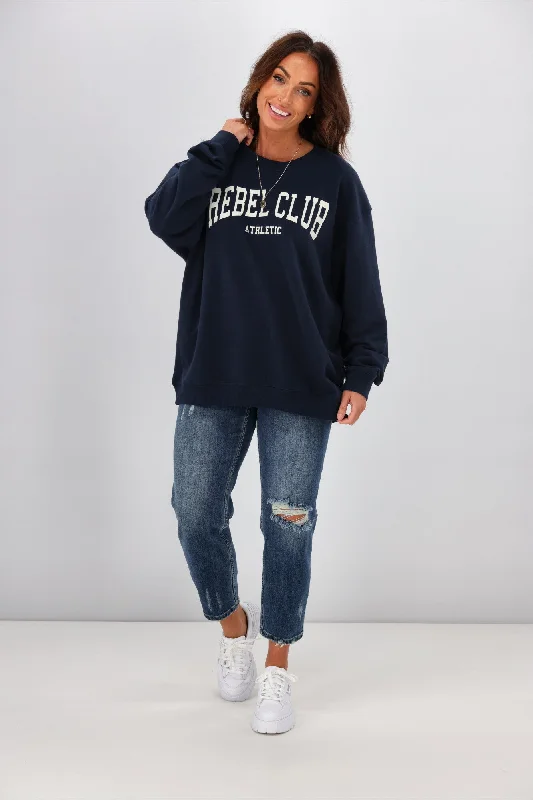 Rebel Club By Shine On Athletic Crew Neck Sweat Navy