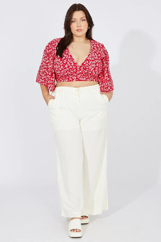 Red Ditsy Ditsy Bolero Tie Top