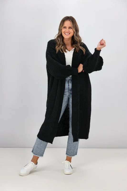 Sass Belinda Chunky Cable Cardi Black