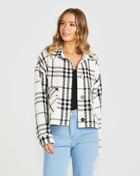 Sass Shira Shacket Cream Black Check