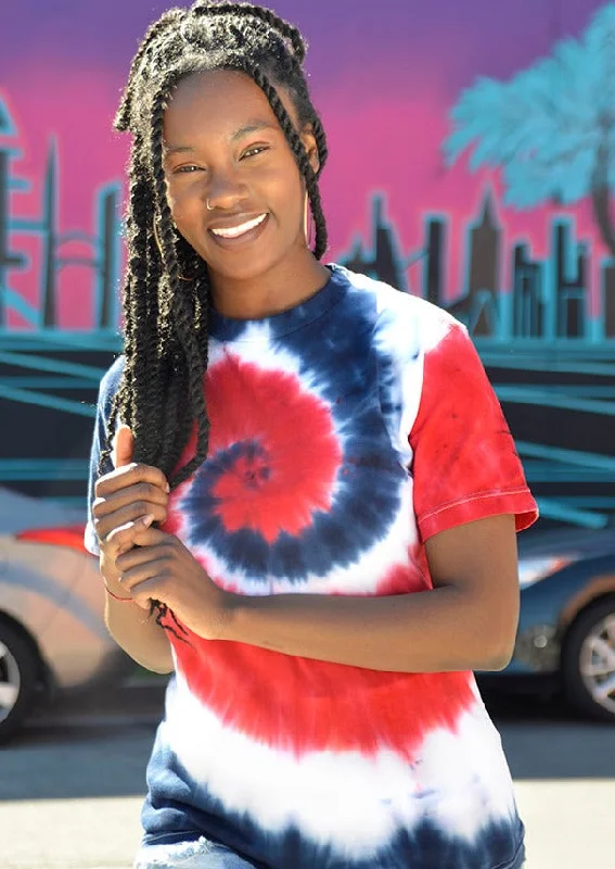 Red, White & Blue Spiral Tie Dye T-Shirt