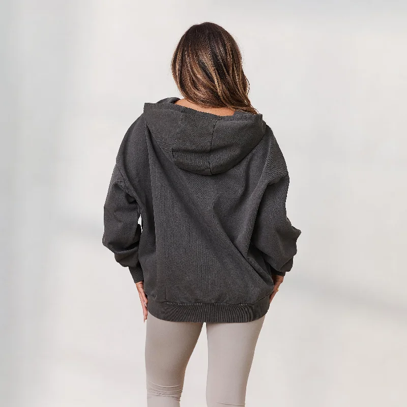 Signature Oversized Zip-Up Hoodie - Washed Cedar