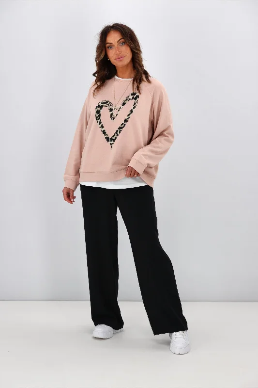 Stella + Gemma Everyday Sweater Blush Leopard Heart