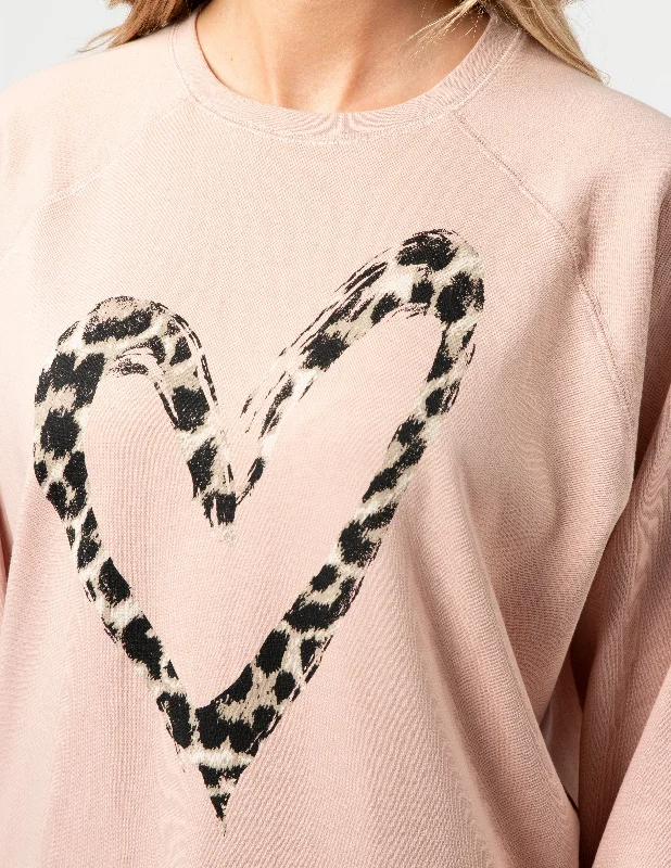 Stella + Gemma Everyday Sweater Blush Leopard Heart