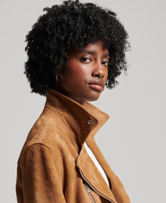 Suede Biker Jacket | Tobacco Brown