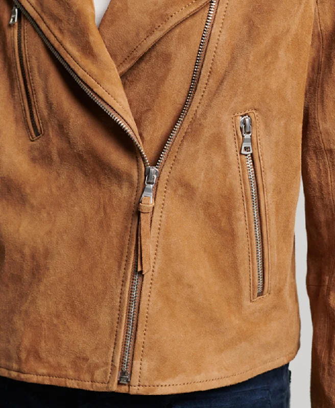 Suede Biker Jacket | Tobacco Brown