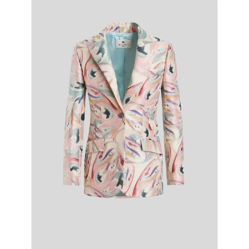 Tailored Jacquard Jacket With Butterflies